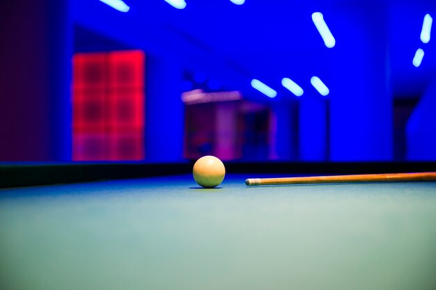 Free photo pool table with white ball