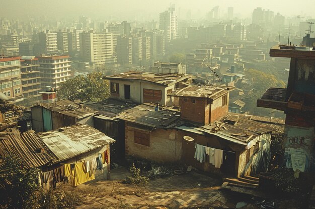 Poor houses in a city