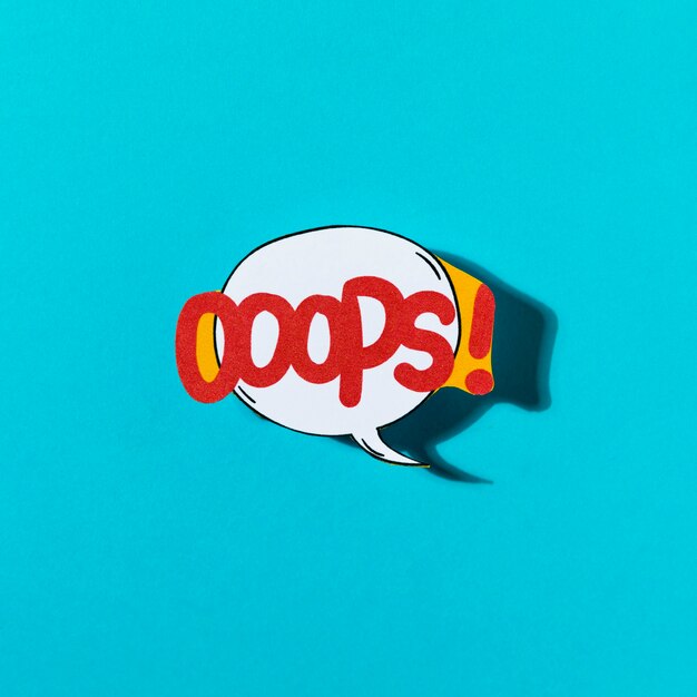 Pop art and comic design oops speech bubble on blue backdrop
