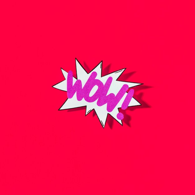 Pop art illustration of wow icon for web on red background