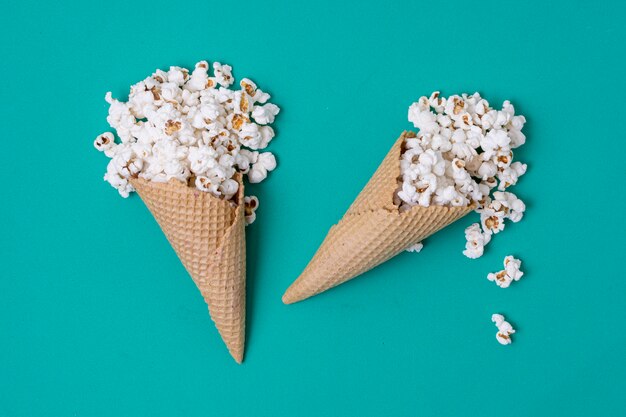Popcorn abstract concept of ice cream cones