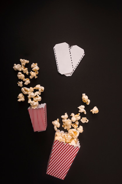 Popcorn composition on black background