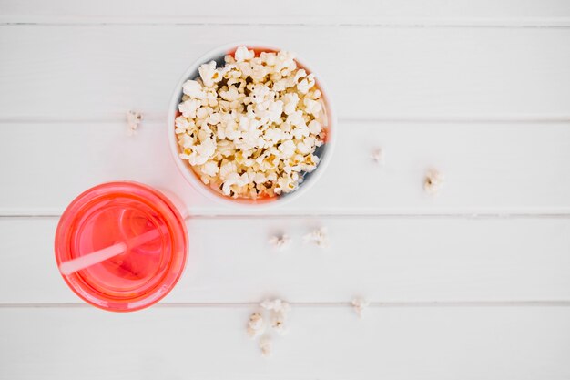 Popcorn and drink for movie