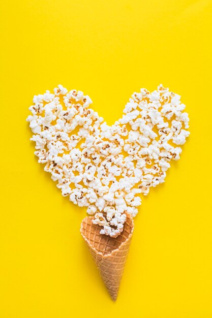 Popcorn heart and waffle cone