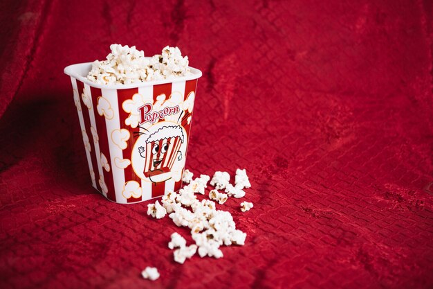 Popcorn on velvet seat