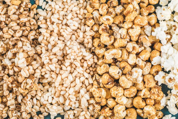 Popcorn and wheat corns