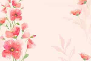 Free photo poppy watercolor border flower background in pink spring season