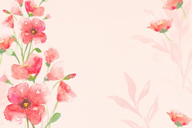 ピンクの春の季節のポピー水彩ボーダー花の背景