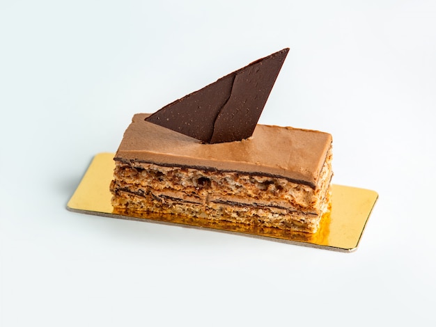 Indulge in the Delight of Portioned Cacao Cake with Chocolate and Walnut