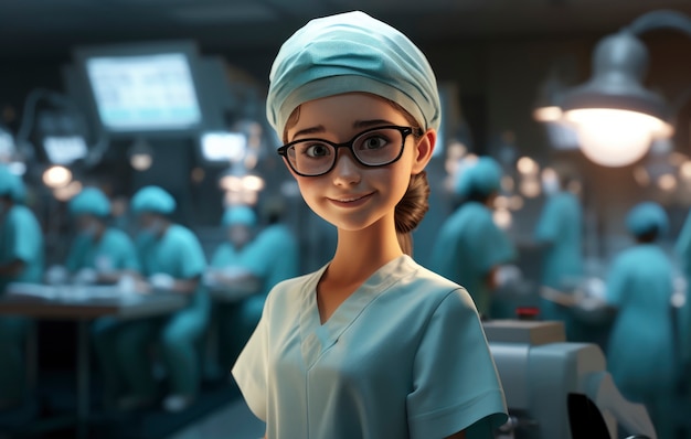 3D 여성 의사의 초상화