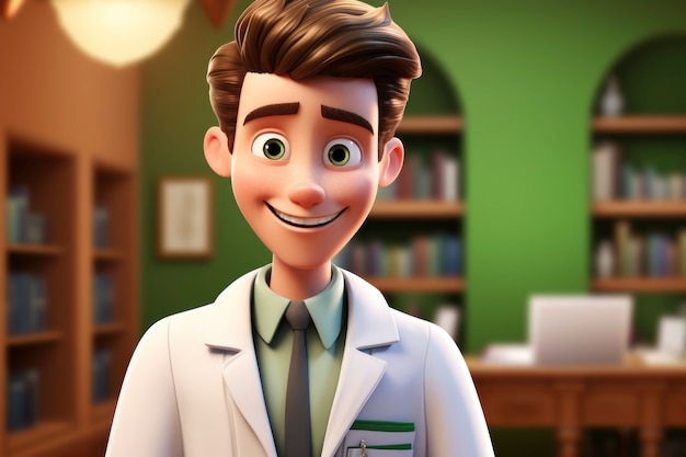 Free photo portrait of 3d male doctor