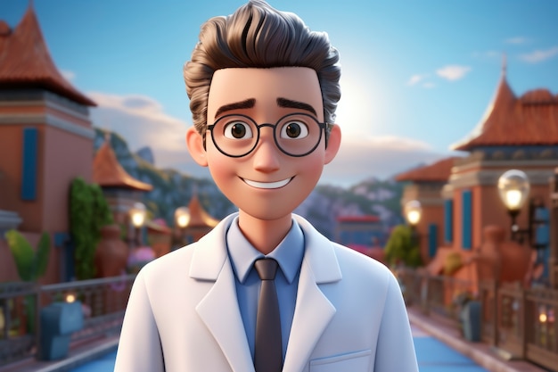 3D男性医師の肖像画