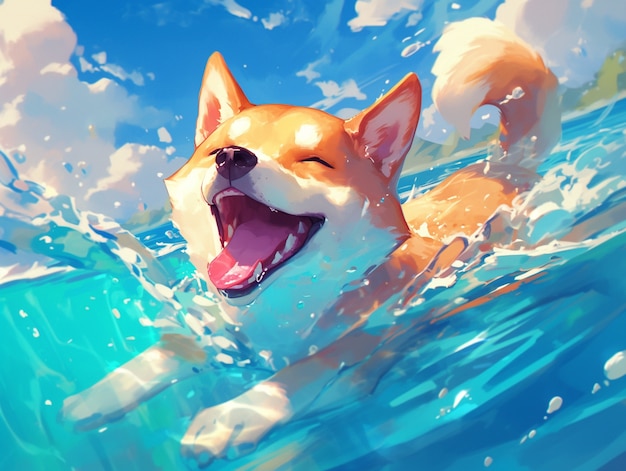 Free photo portrait of adorable anime dog