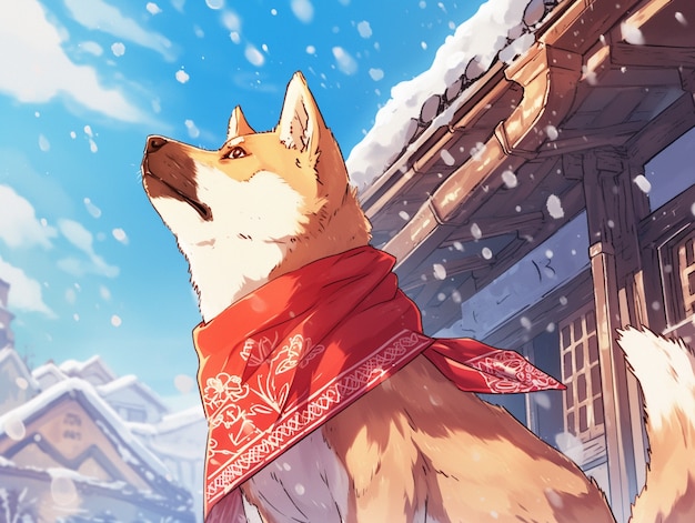 Free photo portrait of adorable anime dog