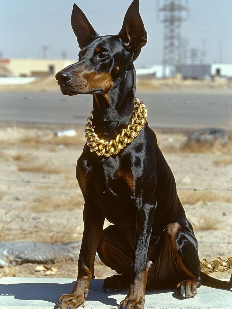 Free Photo portrait of adorable doberman dog