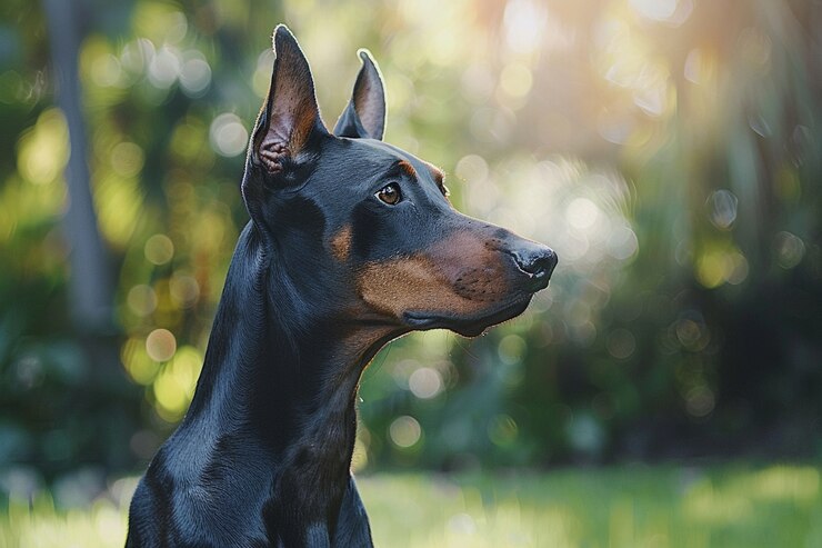 Free Photo portrait of adorable doberman dog