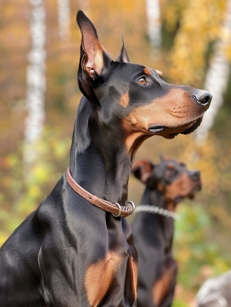 Free Photo portrait of adorable doberman dog