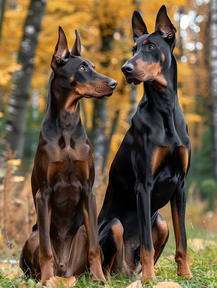 Free Photo portrait of adorable doberman dog