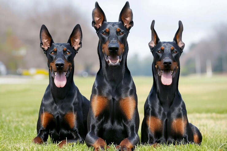 Free Photo portrait of adorable doberman dog