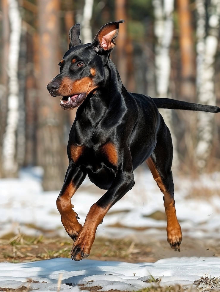 Free Photo portrait of adorable doberman dog