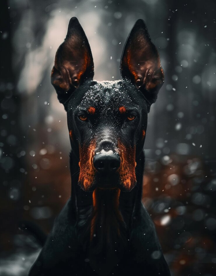 Free Photo portrait of adorable doberman dog