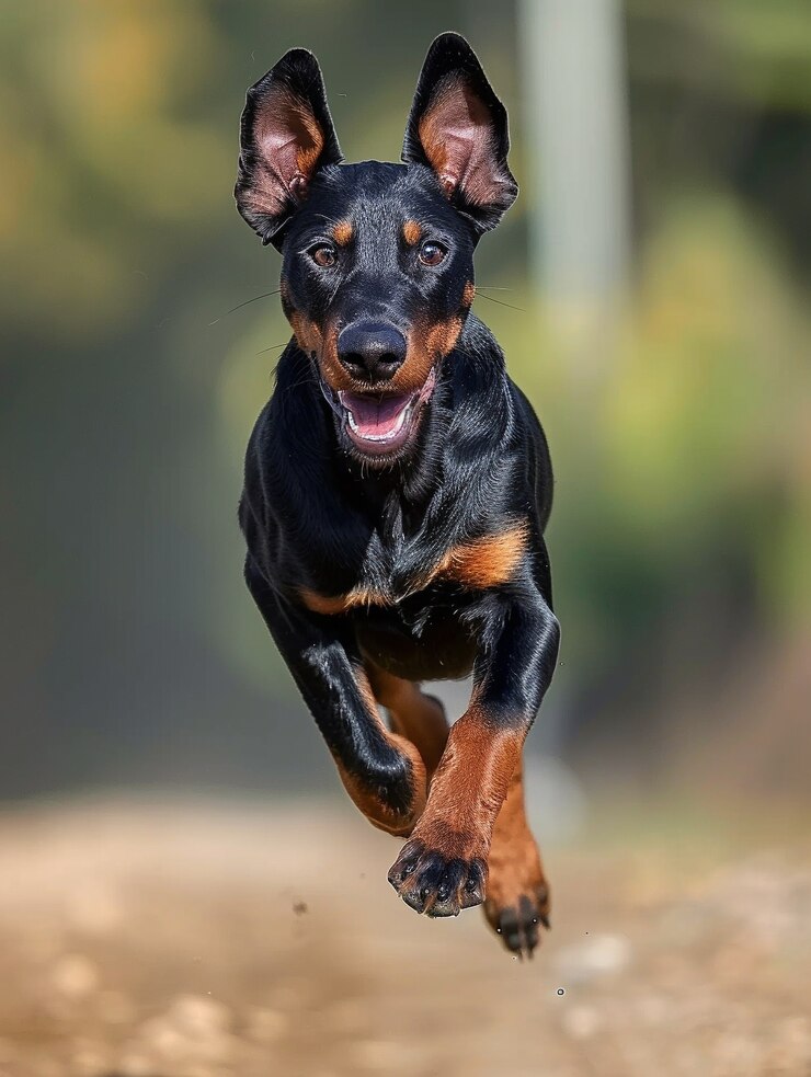 Free Photo portrait of adorable doberman dog