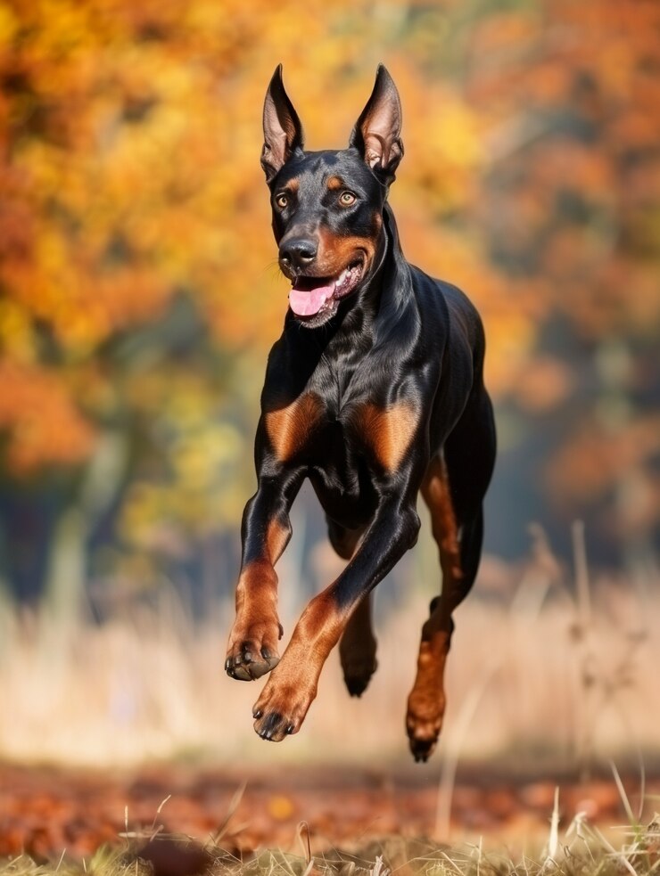 Free Photo portrait of adorable doberman dog