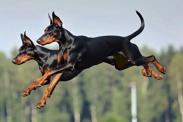 Free Photo portrait of adorable doberman dog