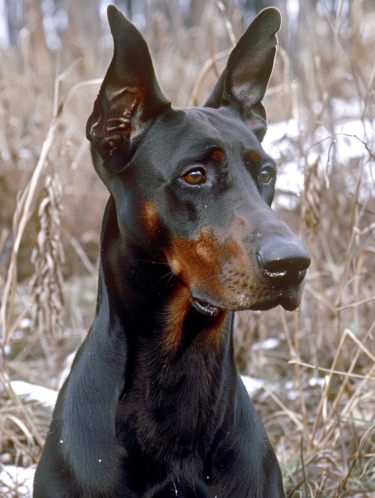 Free Photo portrait of adorable doberman dog