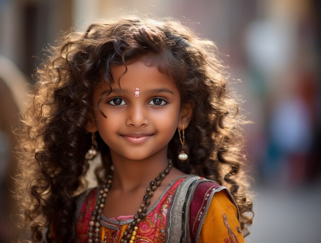 愛らしいインドの女の子の肖像画