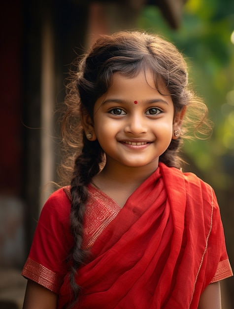 사랑스러운 인도 소녀의 초상화