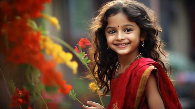 Portrait of adorable indian girl