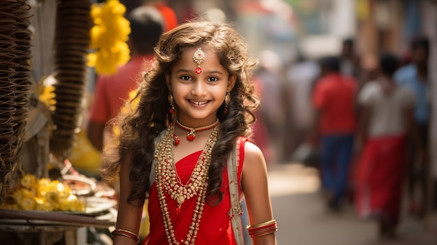 Portrait of adorable indian girl