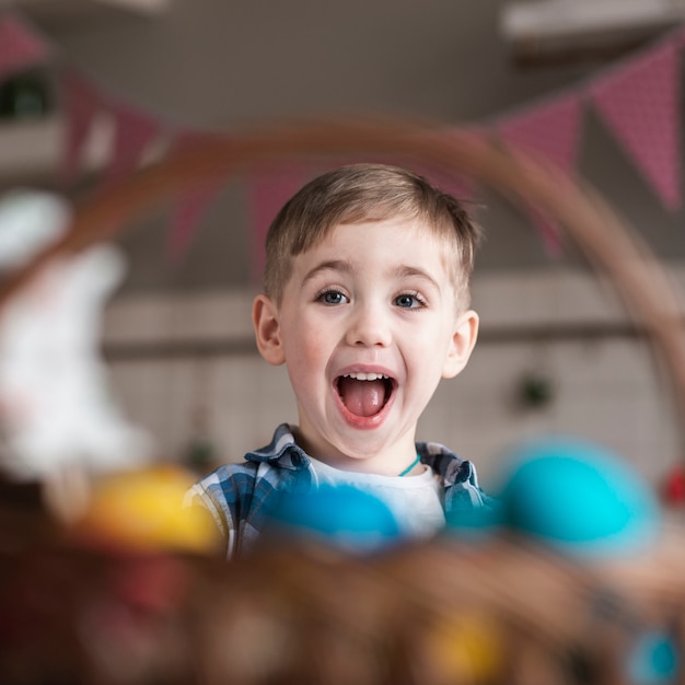 Portrait of adorable little boy laughing