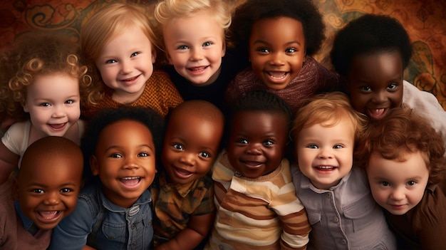 Portrait of adorable newborn babies from different ethnicities