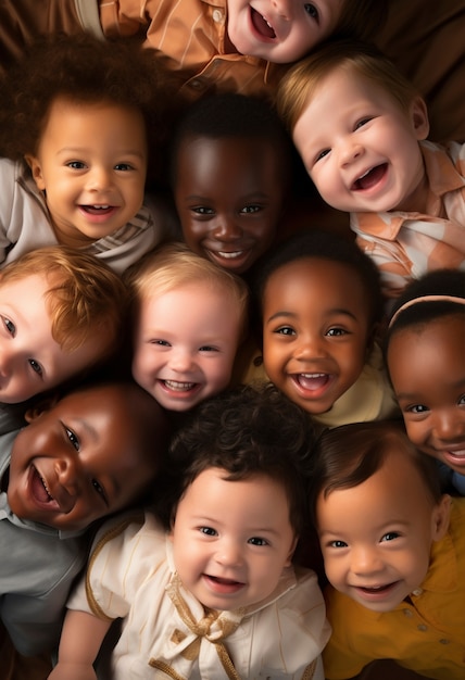 Portrait of adorable newborn babies from different ethnicities