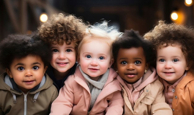 Portrait of adorable newborn babies from different ethnicities