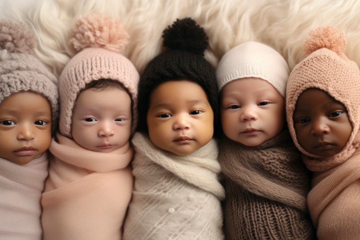 Free Photo portrait of adorable newborn babies