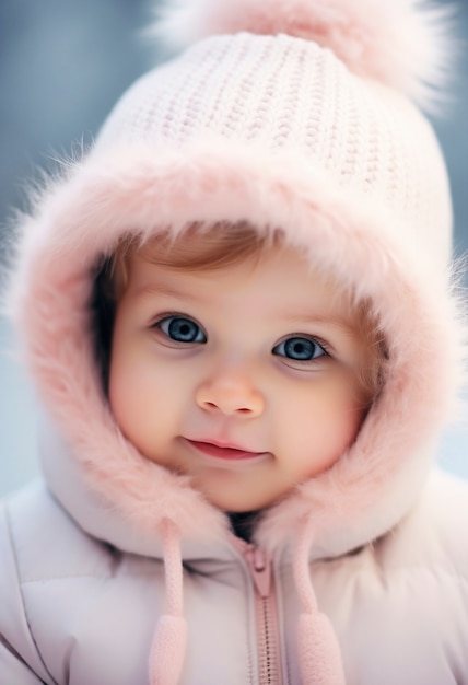 Portrait of adorable newborn baby with hat