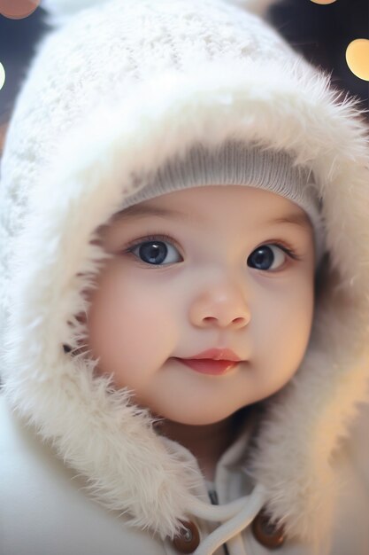 Portrait of adorable newborn baby with hat