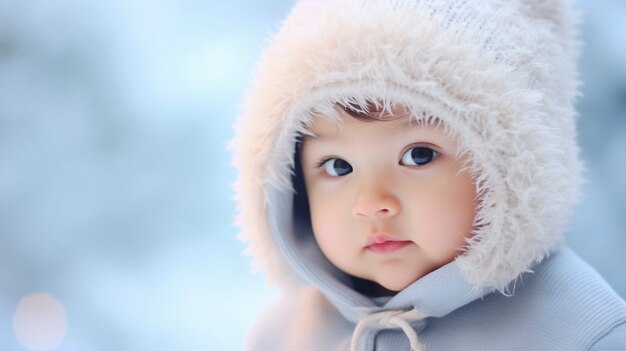 Portrait of adorable newborn baby with hat