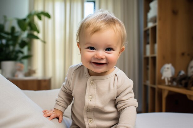 Portrait of adorable newborn baby