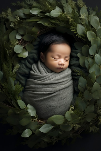 Free photo portrait of adorable newborn baby