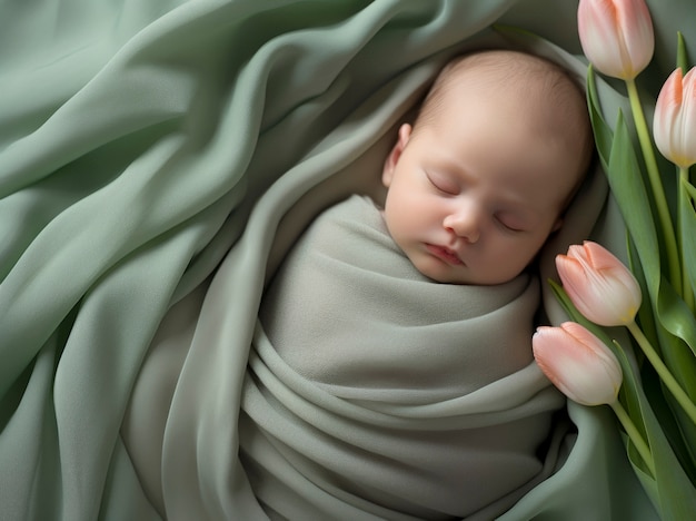 Free photo portrait of adorable newborn baby