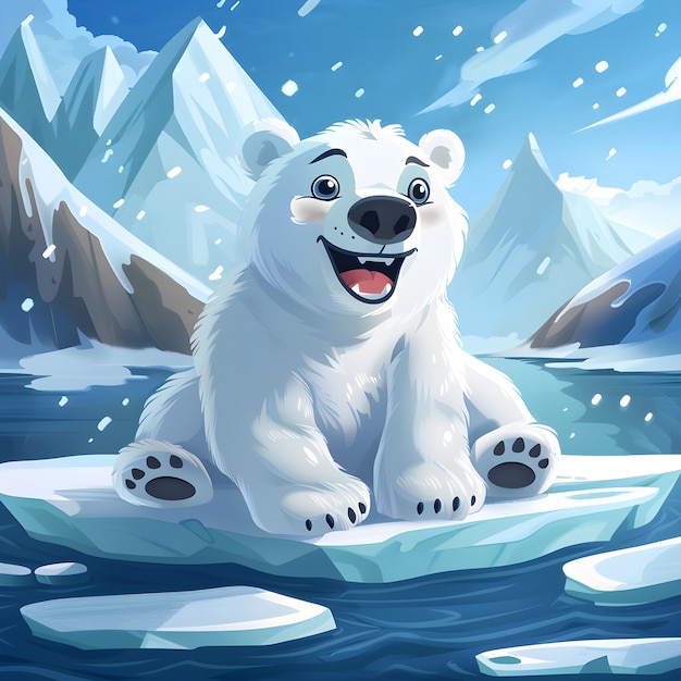 Free photo portrait of adorable white polar bear with snow