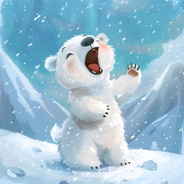 Портрет очаровательного белого белого медведя со снегом