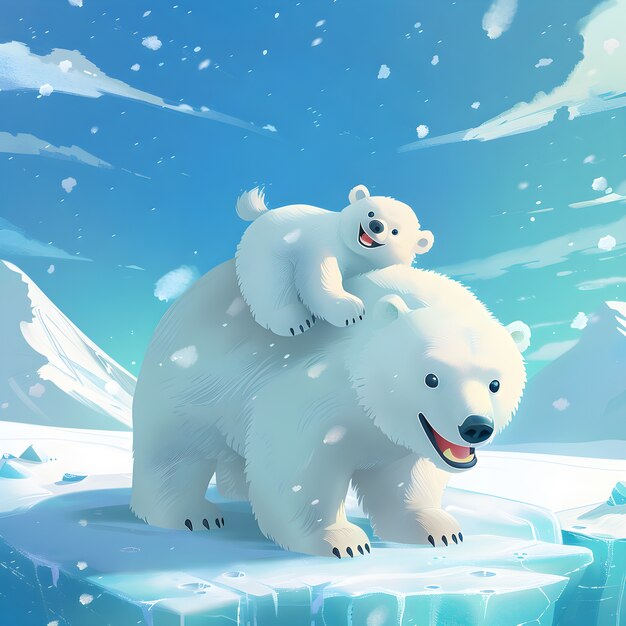 Free Photo portrait of adorable white polar bear with snow