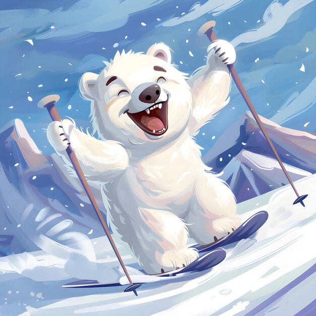 Foto gratuita portrait of adorable white polar bear with snow