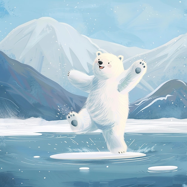 Free Photo portrait of adorable white polar bear with snow