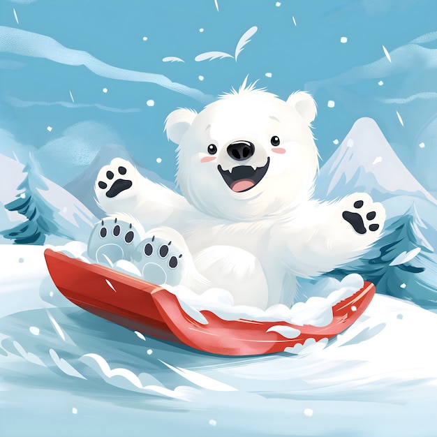 Free Photo portrait of adorable white polar bear with snow